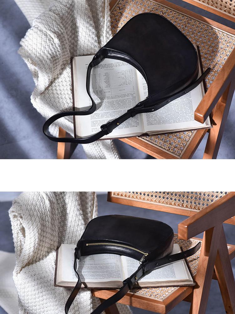 Johnature Vintage ručně vyráběná taška na sedlo z pravé kůže Módní taška do podpaží Univerzální dámské kabelky přes rameno a crossbody