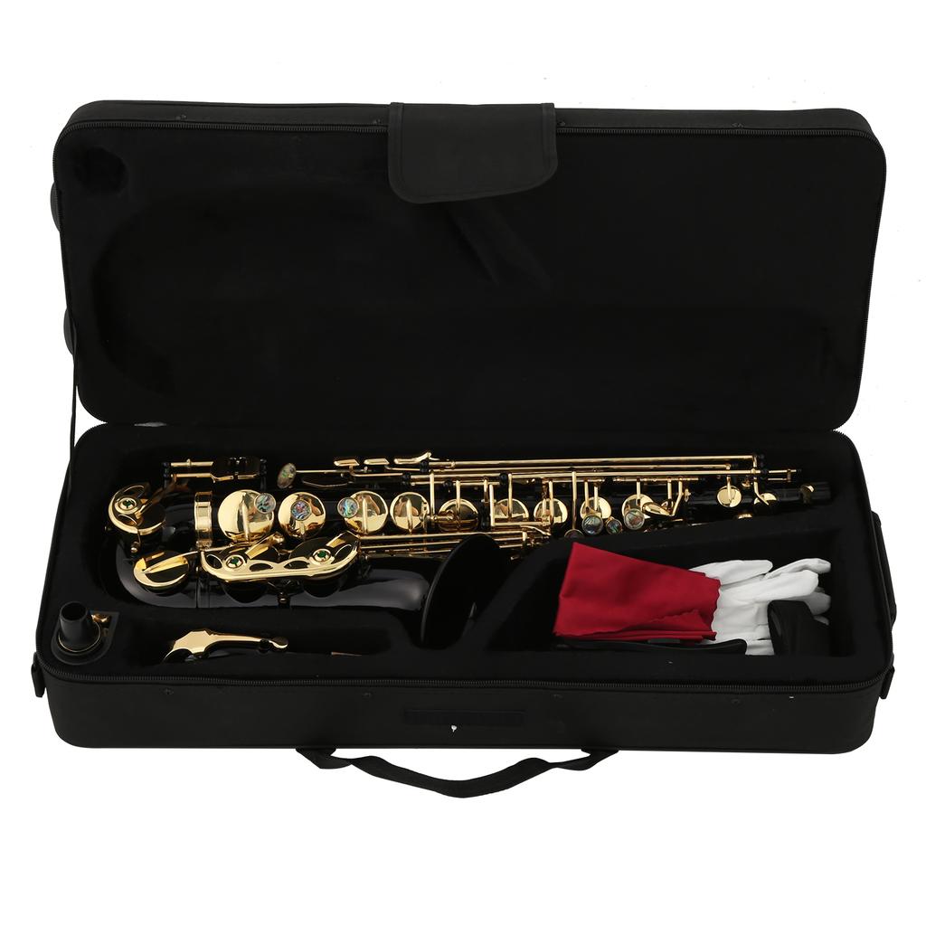 Saxophone Eb Alto Brass Carved Professional Orchestral Instrument with Maintenance ToolsBlack