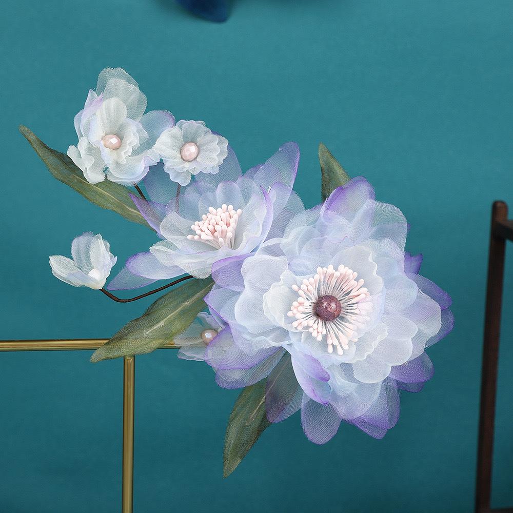 Handmade Juan Yarn Hot Flower Hairpin Peony Peony Hanbok Back Pressure Headdress Tang Style Flower Gradient Green Ancient Style Hanbok Headwear