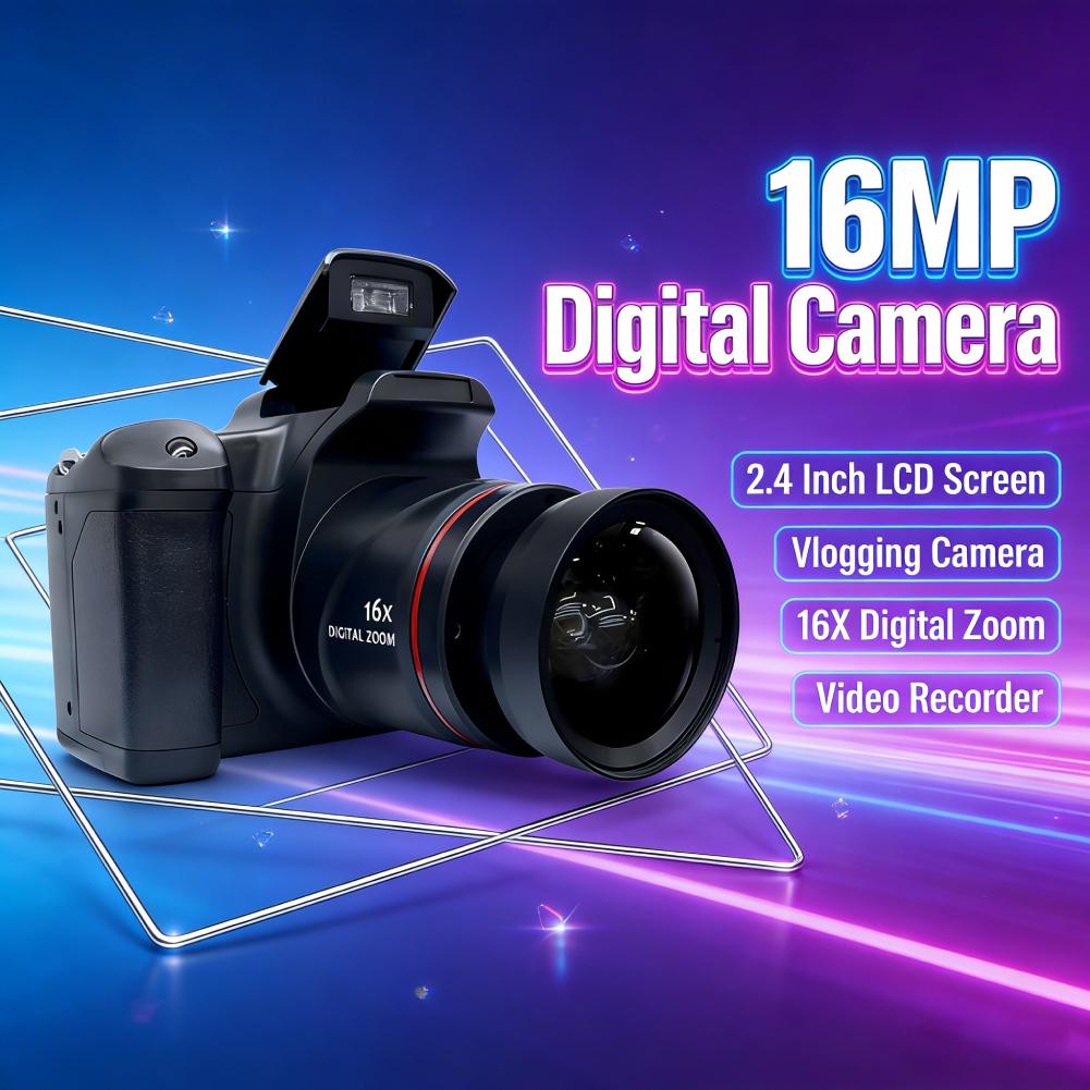 16MP Digital Camera with 2.4 Inch LCD Screen Vlogging Camera 16X Digital Zoom Video Recorder for Photography