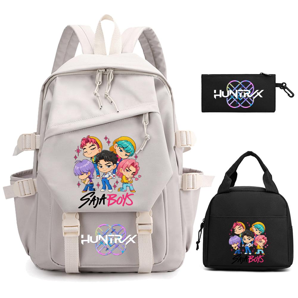 3 Stück/Set Cartoon Kpop Dämonenjäger Bedruckter Rucksack für Teenager Junge Mädchen Kinder Große Kapazität Schultasche Studenten-Buchtasche Damen Reisetasche Mochila