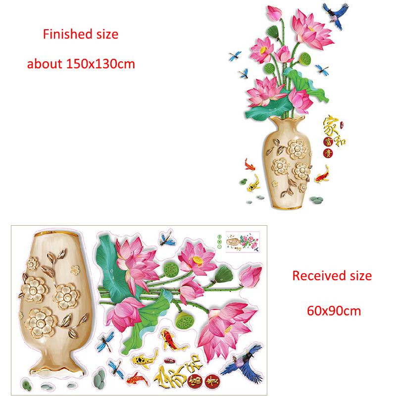 

Настенная наклейка в китайском стиле с вазой с пионами для спальни, гостиной, самоклеящаяся виниловая наклейка, съемный декор для фона телевизора, украшение для дома as pic