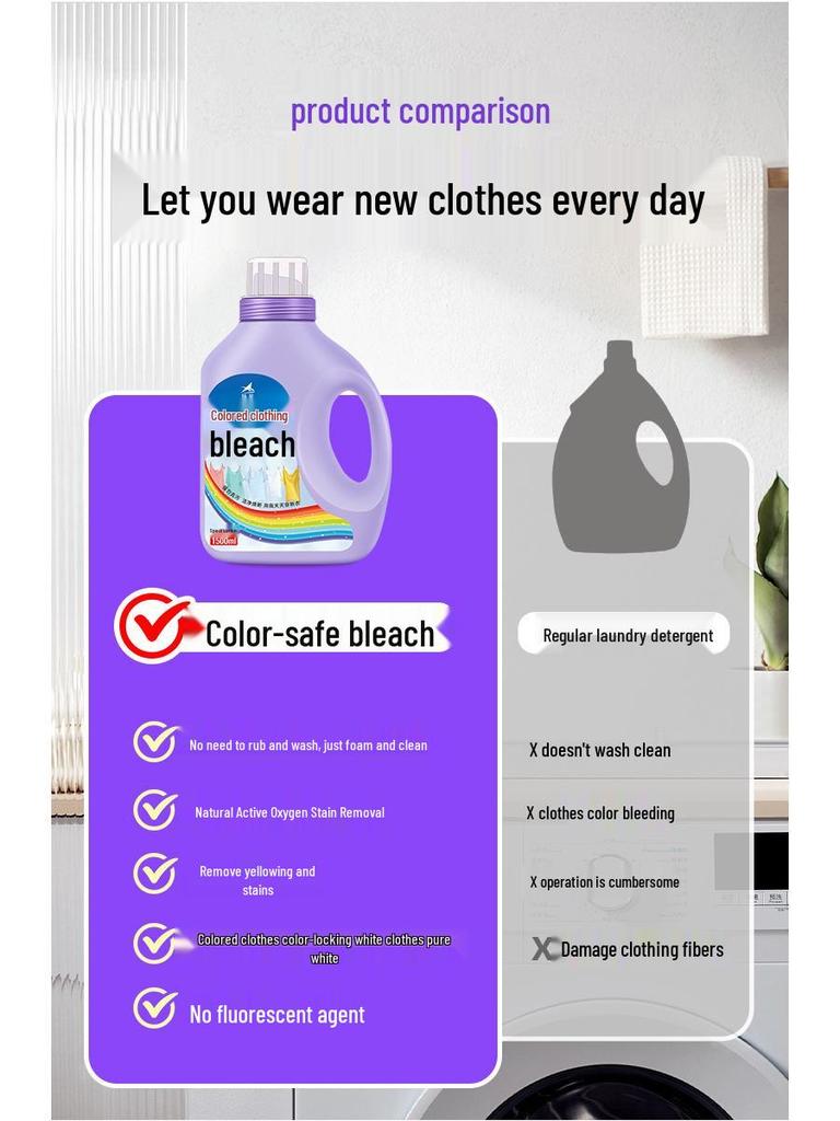 Colored & White Clothes Stain Remover: De-yellowing, Whitening & Collar Cleaner