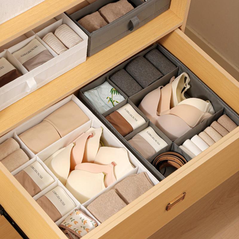 Closet Drawer Organizer Box Foldable Underwear Organizer Box Multiple Lattices Separated Sock Bra Storage Drawer  Save Space