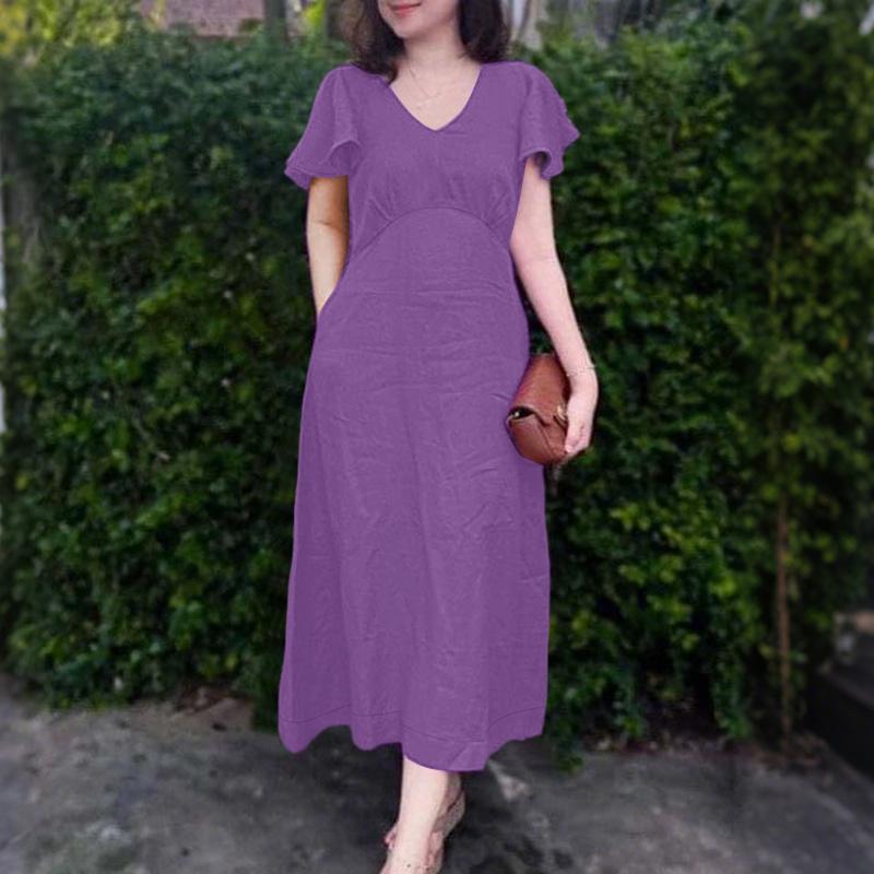 

ZANZEA Women Summer Casual V-Neck Short Sleeve Loose Dress 2XL