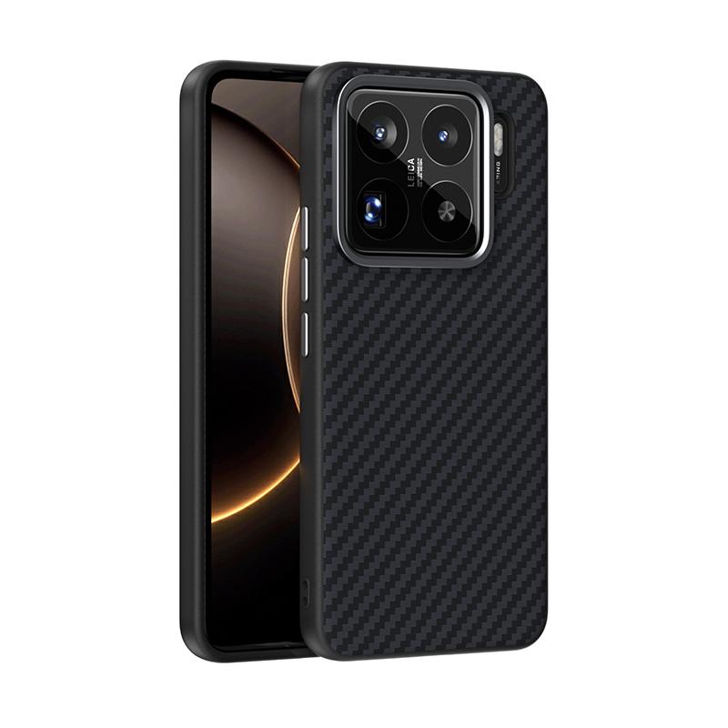 For Xiaomi 15S Pro Case Magsafe Slim Rigid Magnetic Phone Grip Carbon Fiber Leather Bumper Case Cover Metal Lens Protection