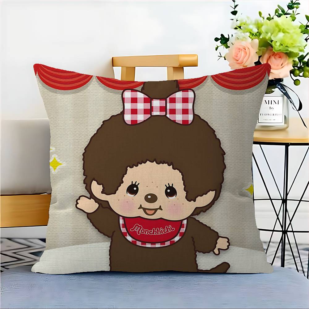 

Cute M-monchhichis-s Personalized Picture Text Home Decorative Pillows Household Gifts 45x45cm 12x12Inch