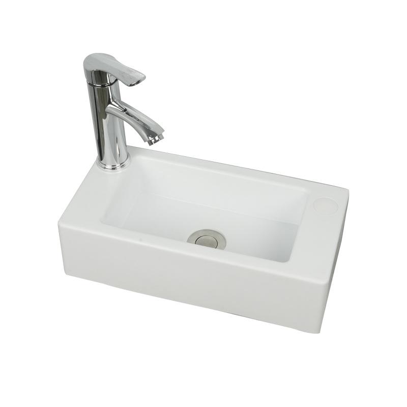 Compact Wall-Mounted Rectangular Washbasin for Small Spaces