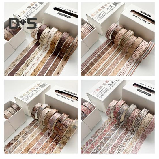 8 Rolls Retro Washi Tape Set Vintage Decorative Masking Tape for Scrapbooking Journaling Supplies DIY Crafts Gift Wrapping