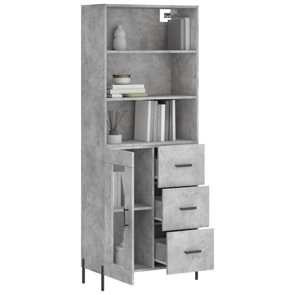 VidaXL Highboard Betongrau 69,5x34x180 cm Holzwerkstoff