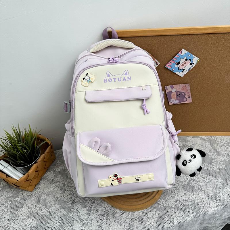 Schoolbag schoolbag female ins cute junior high school students versatile contrasting color backpack simple small fresh casual large capacity backpack