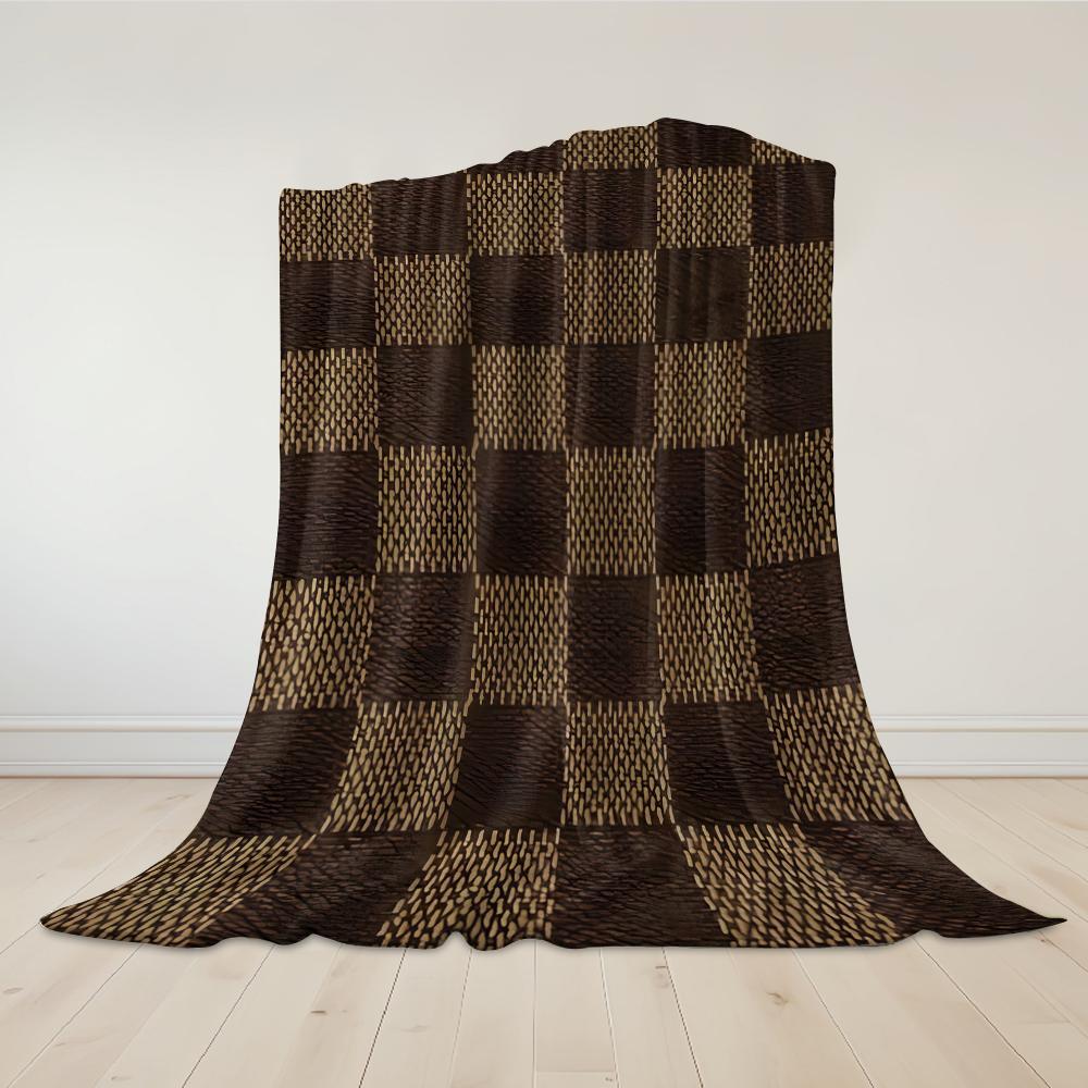 Brown Woven Check Flannel Blanket Warm Soft Halloween Christmas Couch Warm Cozy Decorative Decor Gift For All Season