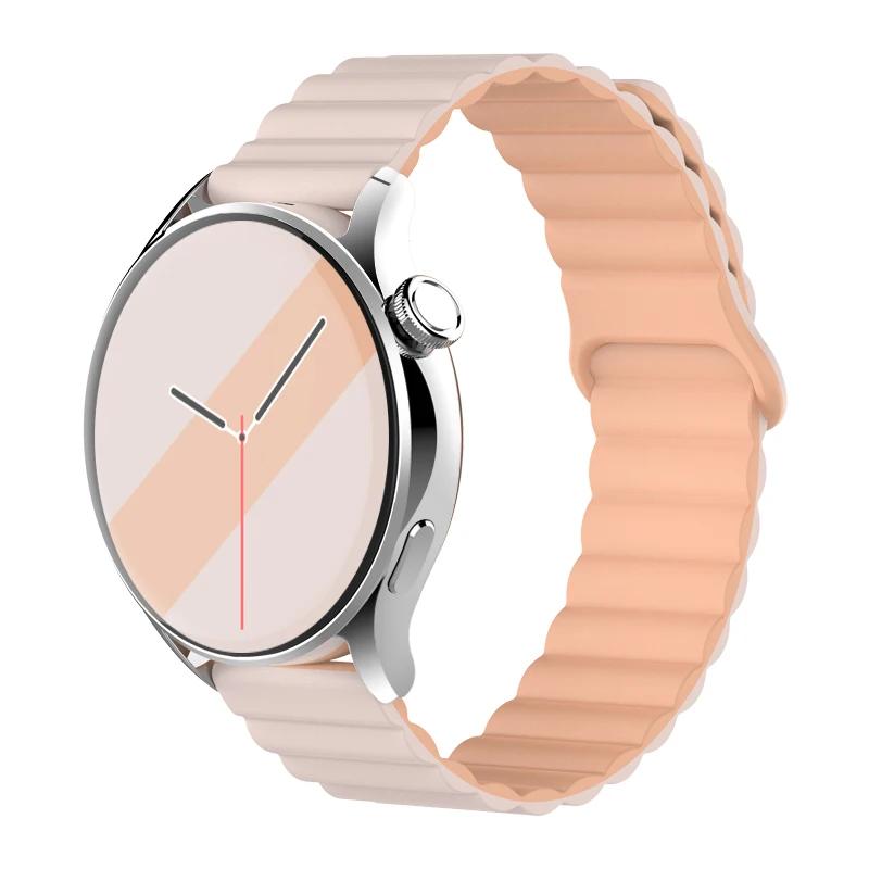 Silicone Magnetic Loop For Samsung Galaxy Watch 7 6 5 Pro 4 Classic Active Link Band Bracelet Huawei GT 2-2e 3-4 20mm 22mm Strap