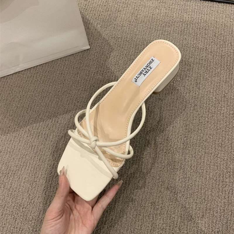 Temperament Sandals Outer Wear Women's Shoes Spring and Summer 2025 New Thick Heel Simple Versatile Square Head with Skirt Sandals