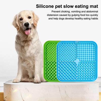 Square Silicone Dog Lick Mat with Suction Cup Anxiety Relief Pet Food Mat Anti-tip Slow Eating Bowl Peanut Butter Licking Mat Enrichment