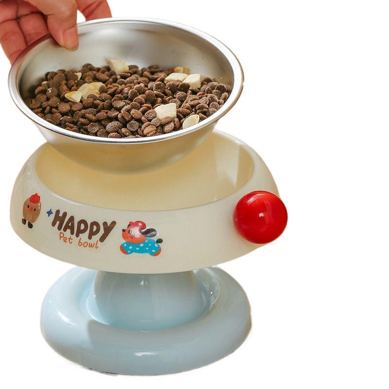 Anti-Blackening High-Leg Stainless Steel Cat Bowl - Non-Slip, Colorful Design