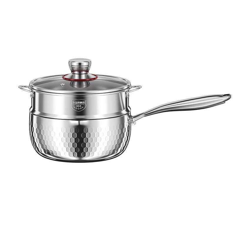 316L Stainless Steel Small Saucepan Baby Food Single Serving Soup Pot Non-Coated Cookware With Glass Lid