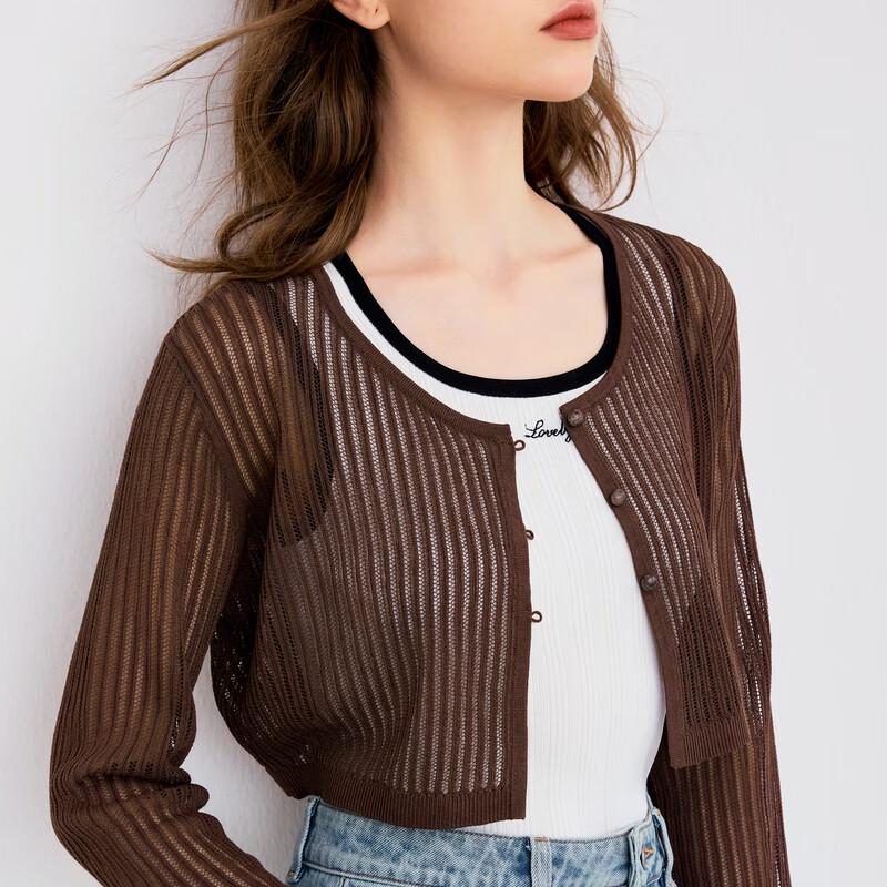 Ledin Sweet Style Hollow-Out Cropped Knit Cardigan