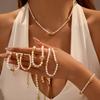 Stainless Steel Freshwater Pearl Necklace Bracelet Starfish Flower Beaded Necklace Set