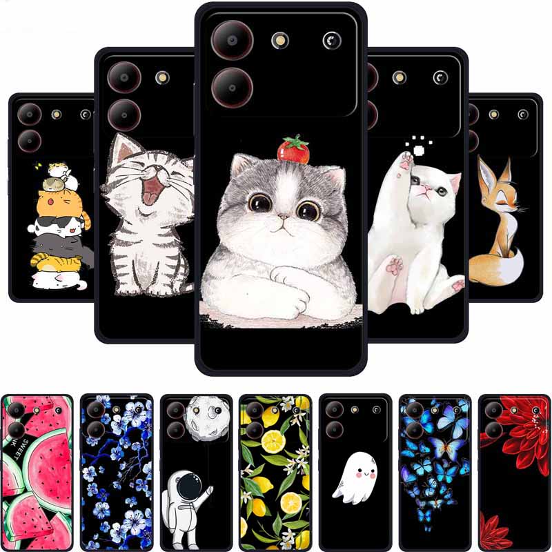 For ZTE Blade A54 Case Cute Cartoon Cat Black Silicone Soft Phone Case For ZTE Blade A54 4G Back Cover Case A 54 6.6" Funda Capa