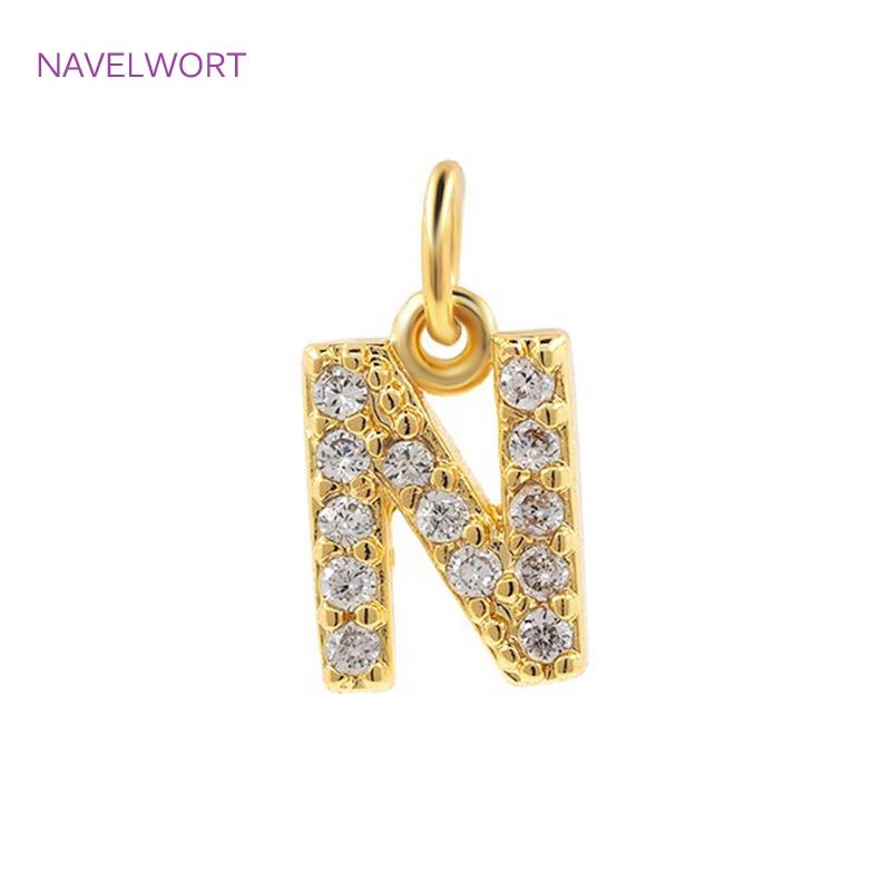 Luxury 18K Gold Plated Brass Inlaid Zircon 26 Letters Pendant Charms For Necklace Earring jewelry Making DIY Jewelry Accessories