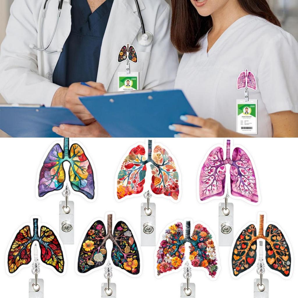 Creative Lung Organs Badge Reels Retractable Badge Holder Retractable Keychain Badge Reel Id Badge Holder Clip Key Ring