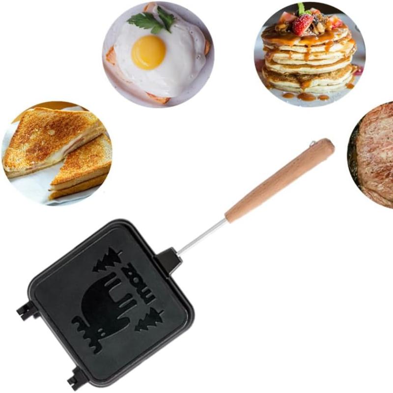 Double-Sided Non-Stick Panini Sandwich Maker Stove Top Grill Pan with Aluminum Flip Tray Perfect for Breakfast Waffles  Snacks