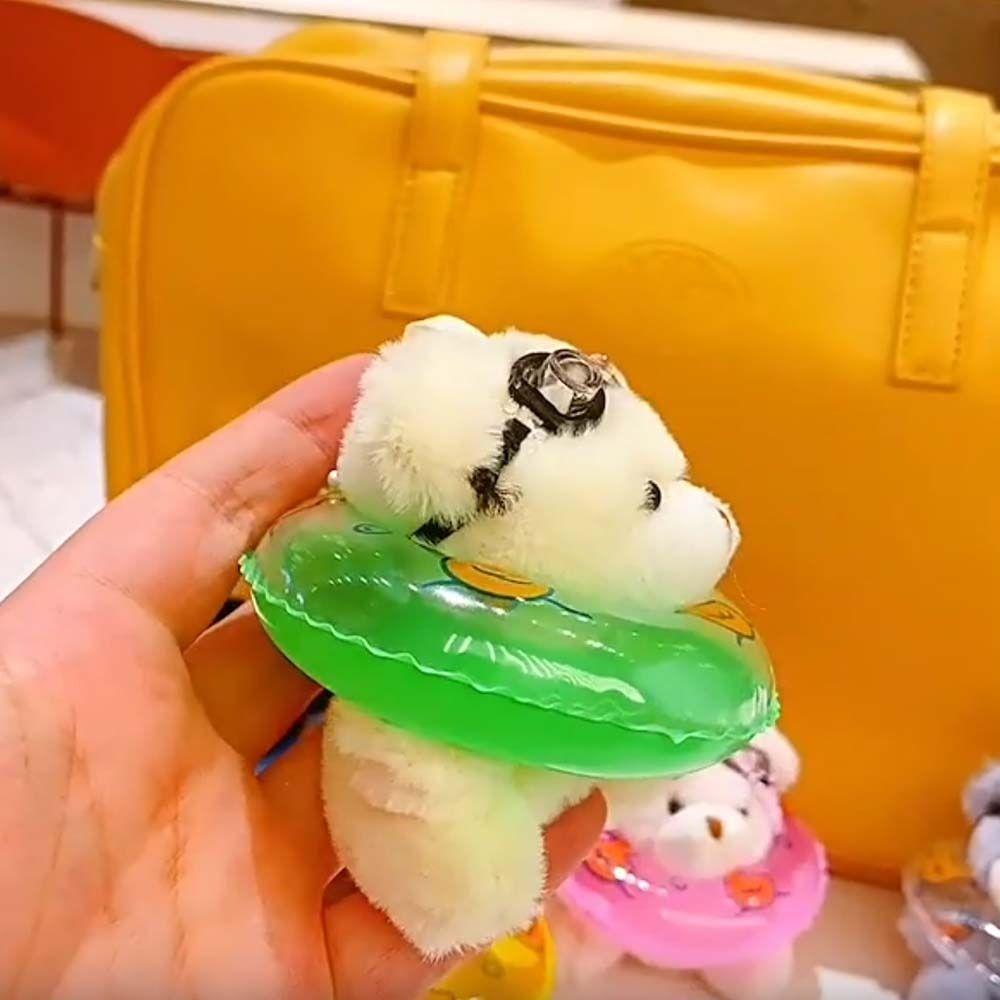 PVC Goggles Animal Pendant Stuffed Plush Bear Key Ring Creative Swimming Bear Keychain  Couple