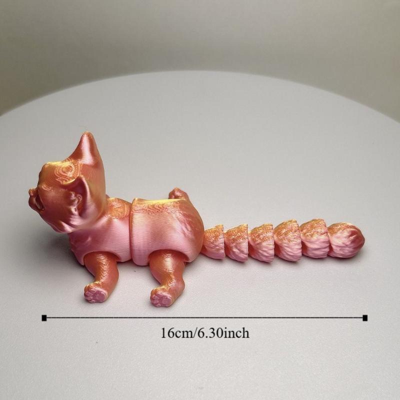 Plastic Material Articulated Cats Big Eyes 3D Printed Cat Figure  Room Decoration
