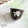 2pc/lot Hand-painted White Lily Teacup Vintage Tea Bowl Jug Tea-tasting Personal Cup Jianzhan Master Cups Teaware Craft 35ml