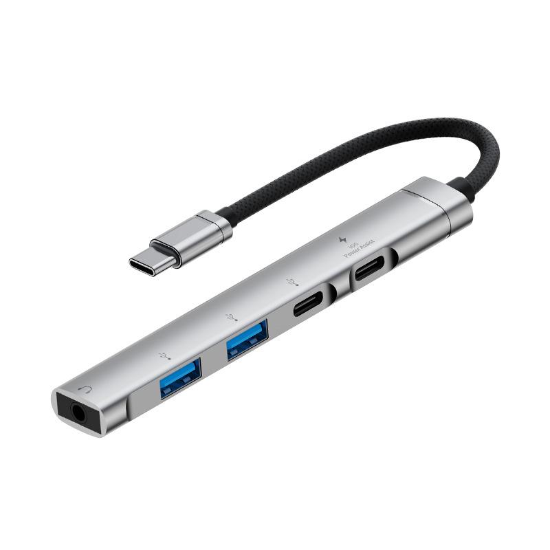 

Metal Shell 5-in-1 Splitter Dock: Multi-Port for Headphones, Computers, Tablets, Phones & U Disk Reading
