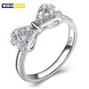 Sparkling 925 Sterling Silver Color Wedding Rings for Women Cubic Zircon Crystal Bowknot Fashion Engagement Ring