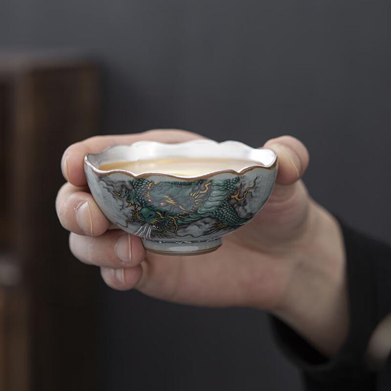 Chaxun Chinese Style Silver Plated Ceramic Teacup