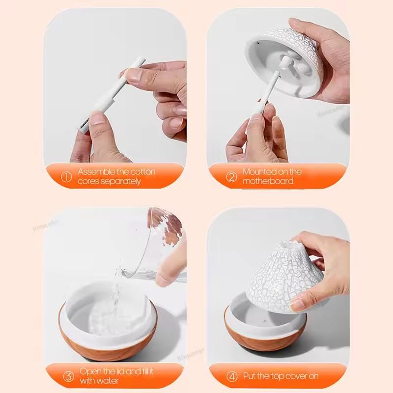 Humidificateur d'air Volcan 300 ml de bureau électrique USB Humidificadore Diffuseur de brume d'eau Purificateur Désodorisant avec 7 couleurs Nuit