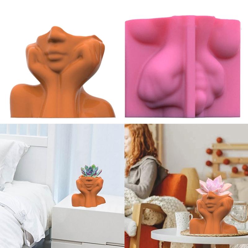 Succulents Flower Pot Resin Silicone Mold Suitable for Diy Garden Concrete Flower Pot Candle Holder Crafts Home Decor