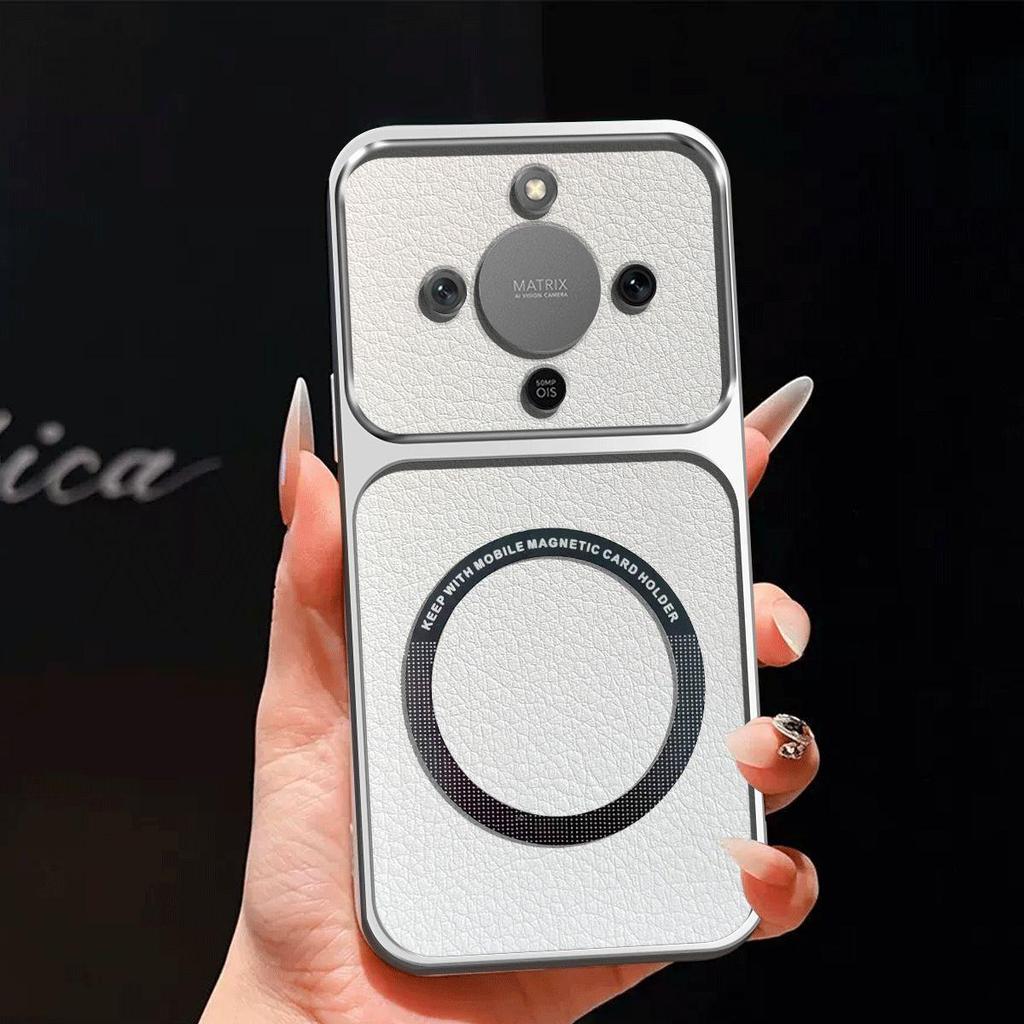 Upgraded Big Lens Protection Case for HONOR X9d,X9c Smart Luxury Leather Casing with Magnetic Ring