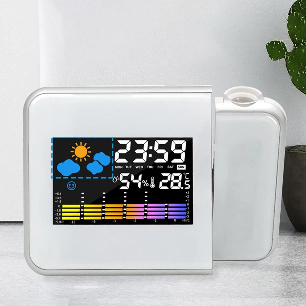 Projection Clock Digital LED Projector with Night Backlight for Home Living Room Bedroom Desk Table Thermometer Hygrometer