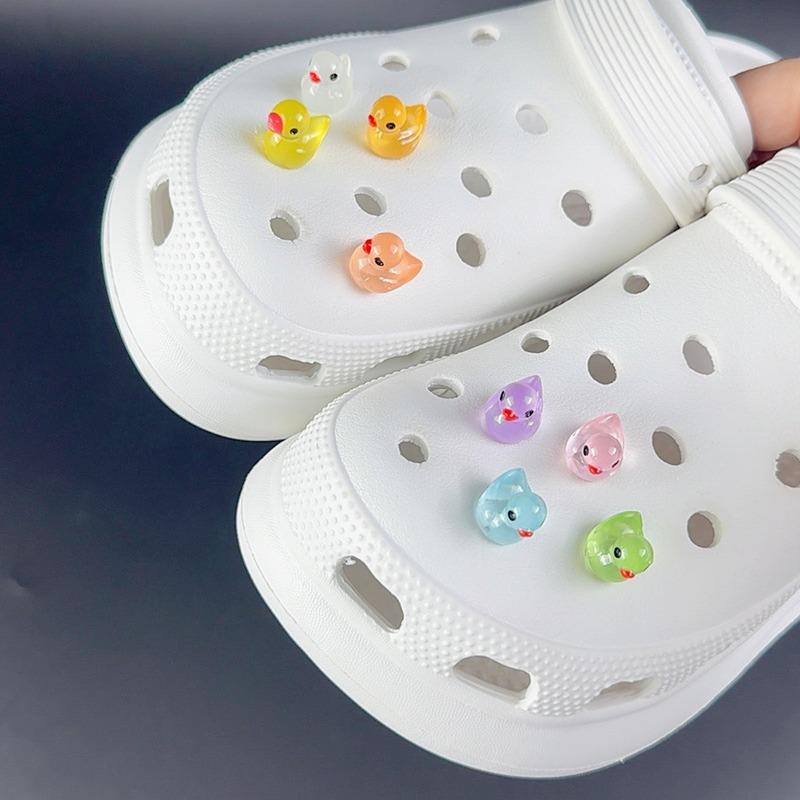 Fashion Shoe Charms Set Accessories Hole Shoe Buckle Cute Luminous DucklingDIY 3D Shoes Decorations Kids Party Boy Girls Gift