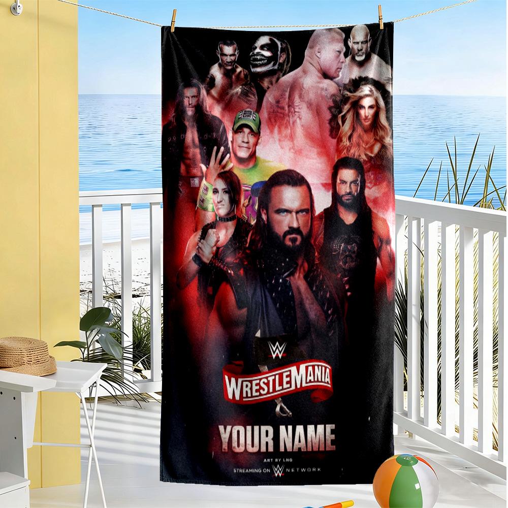 Wrestlemania Customizable Name Beach Towel Soft Durable Quick-Dry Portable for SwimmingBeachCamping Travel Beach AccessoriesGym