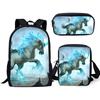 Fashion Novelty Rainbow Unicorn 3D Print 3pcs/Set pupil School Bags Laptop Daypack Backpack Inclined shoulder bag Pencil Case