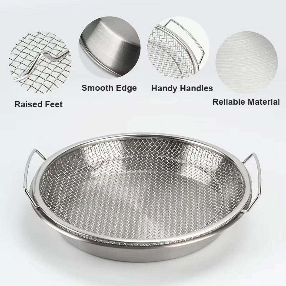 Stainless Steel Mesh Drain Basket Round Fried Food Draining Rack Cooking Oil Strainer  Kitchen Use