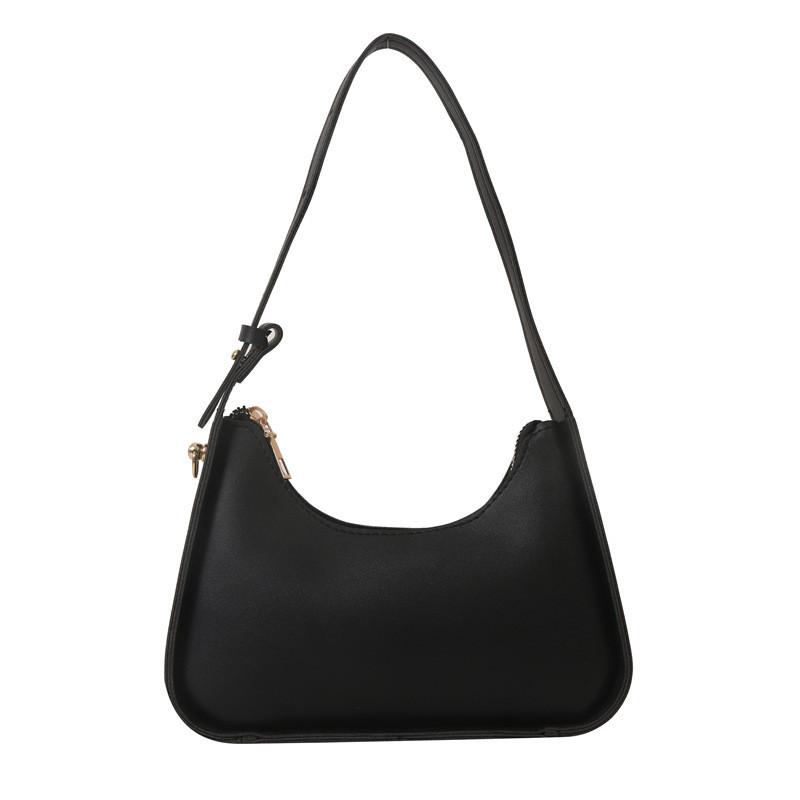 

Модная маленькая мягкая сумка-тоут из ПУ с застежкой-молнией для повседневной моды чёрный