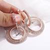 Women Luxury Fashion Glitter Circle Round Earrings Ear Stud for Party Weeding