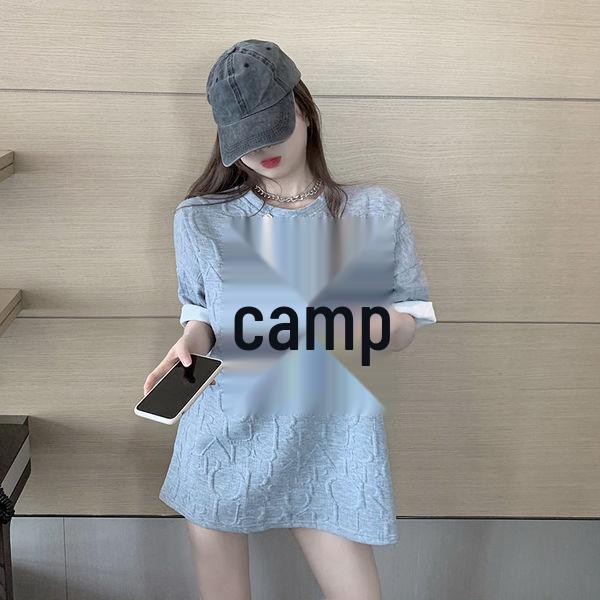 

Женская футболка с коротким рукавом свободного кроя с принтом «Маленький медвежонок», в корейском стиле, тренд весны 2021 года Medium светло-серый