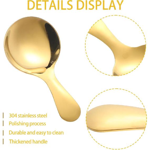 Lusofie 7PCS Gold Short Handle Spoons, Mini Gold Spoons, Mini Scoops for Candy, Coffee, Tea, Sugar, Dessert