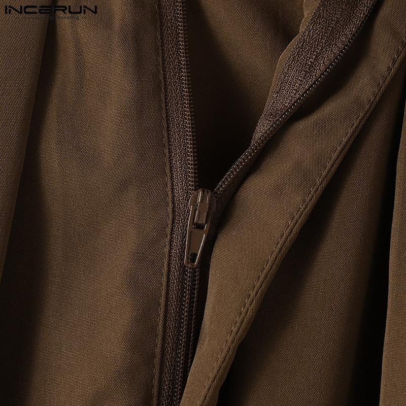 INCERUN Men Zipper Up Belted Wide Leg Trousers Casual Palazzo Pants