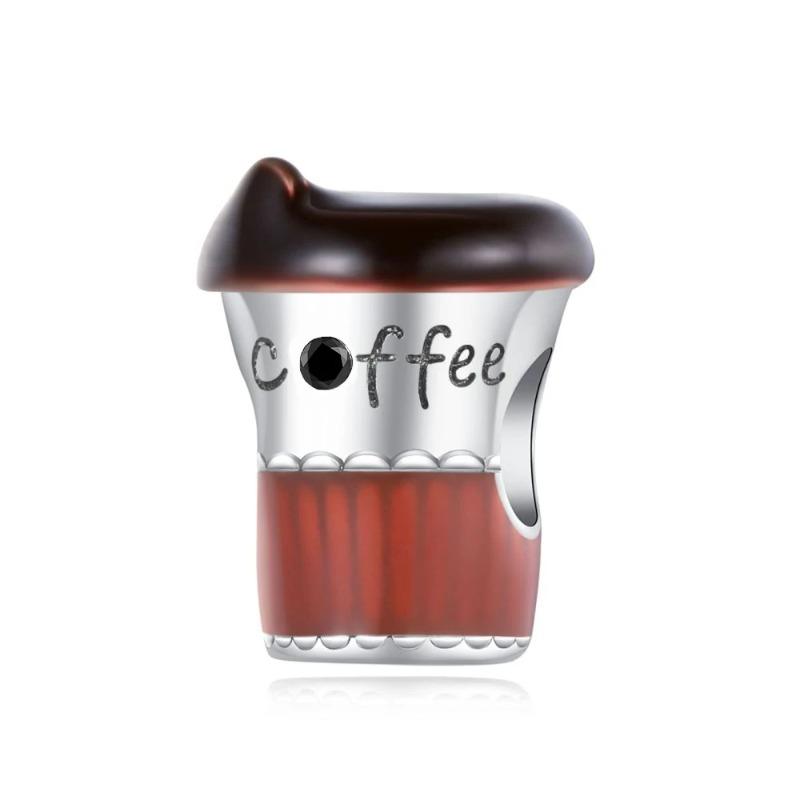 925 Silver Coffee Cup Charm Bead for DIY Bracelets Necklaces Pendants Handmade Jewelry Gift for Women Men