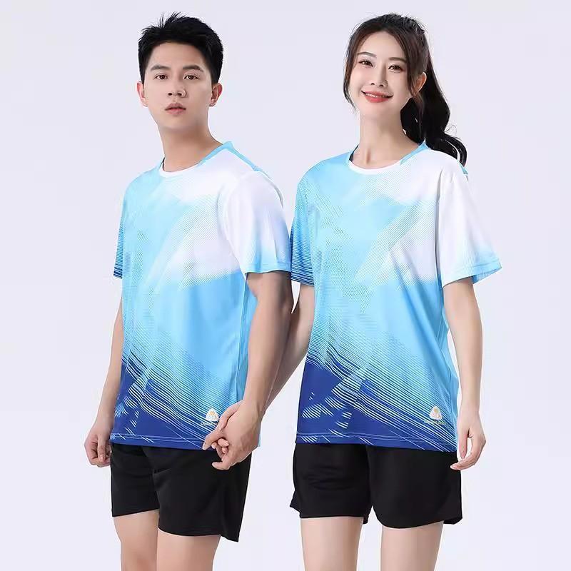 Quick-Dry Badminton Shirt Set Men Women Sportswear With Double Pockets Breathable Athletic Top