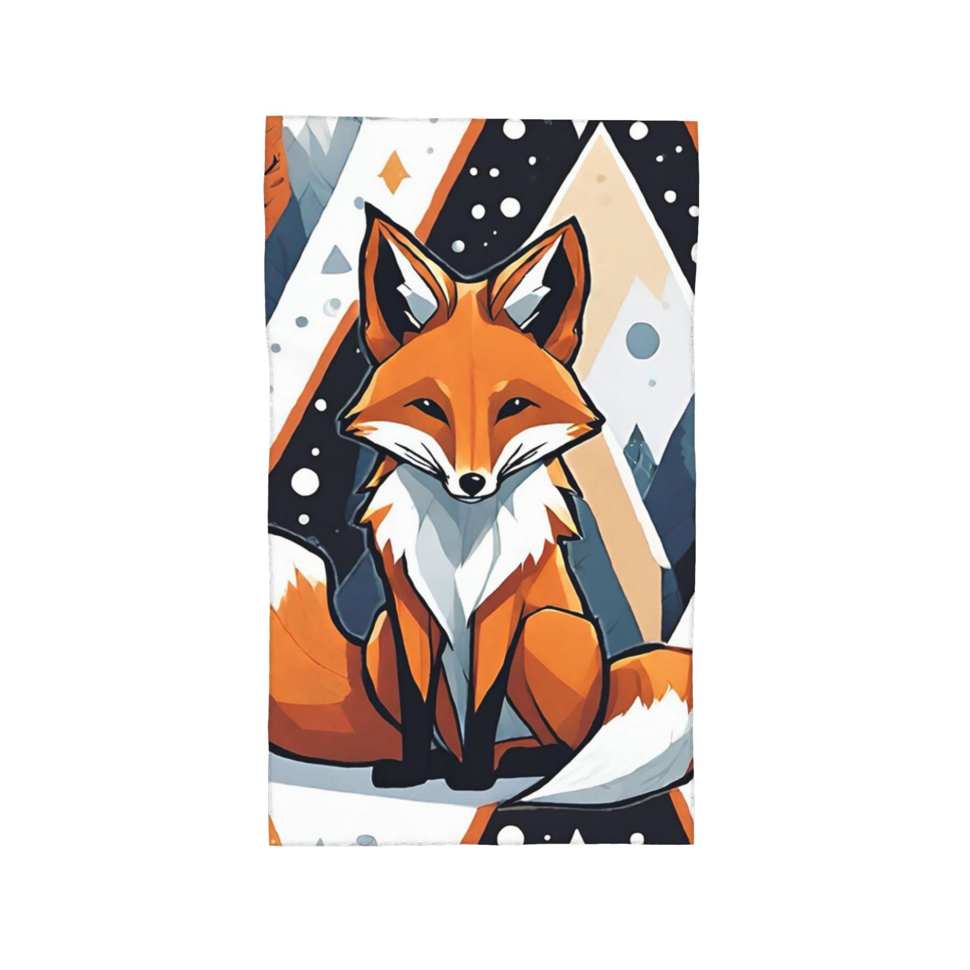 

Smiling geometric fox Soft Face Towel Quick Dry Pool Bath Cotton Towels Breathable W40*H60(CM)