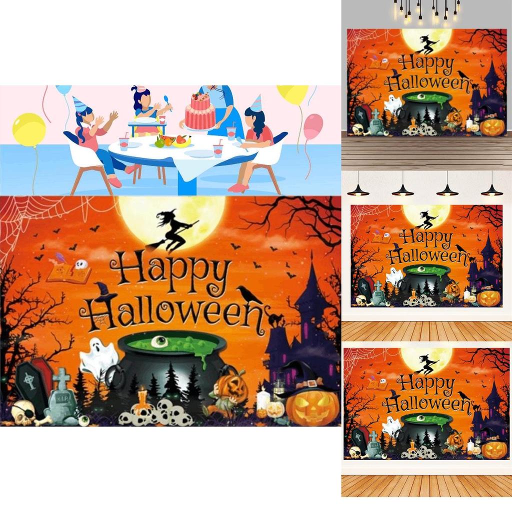 Other Brand Halloween Background Cloth Banner Witch Castle Halloween Party Decoration Background Cloth For Photography
